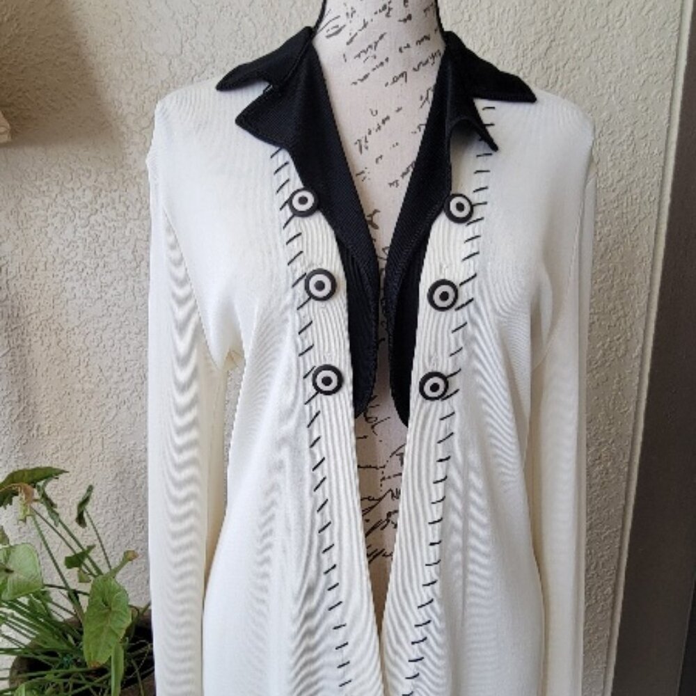 KARL LAGERFIELD Slim Fit Long Sleeve Ribbed Knit Top ButterMilk Sweater Eur. 38
